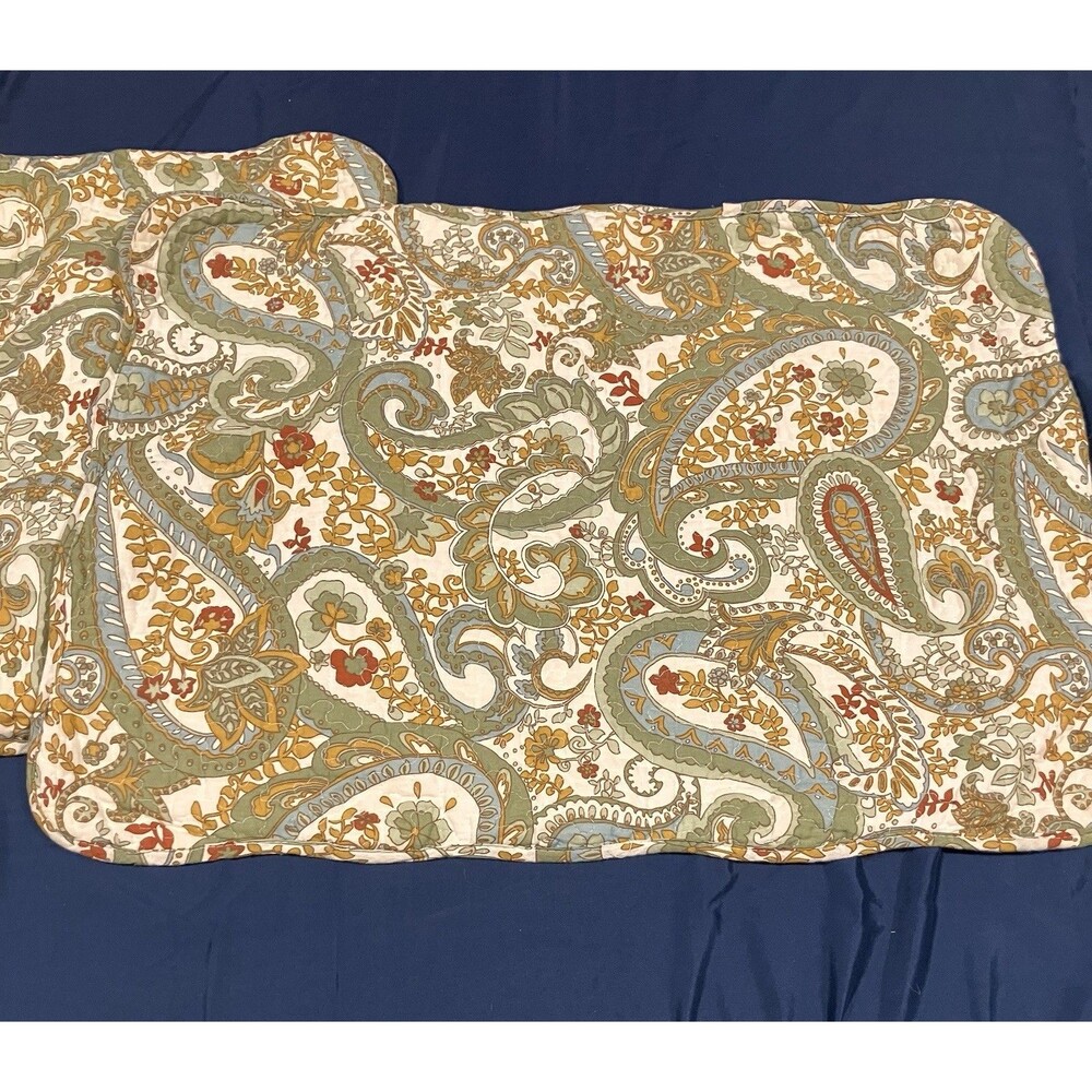 Domain Quilted Pillow Shams Set Of 2 Floral Paisley 21x27” Retro Boho